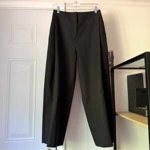 AMOMENTO black tapered wide balloon barrel leg trousers cropped pants